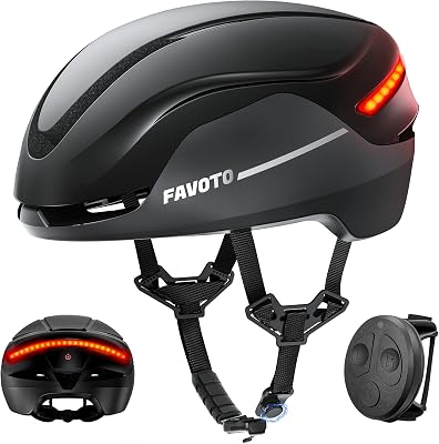 Casque Vélo Route Homme avec Clignotants Feu Arrière, Noir