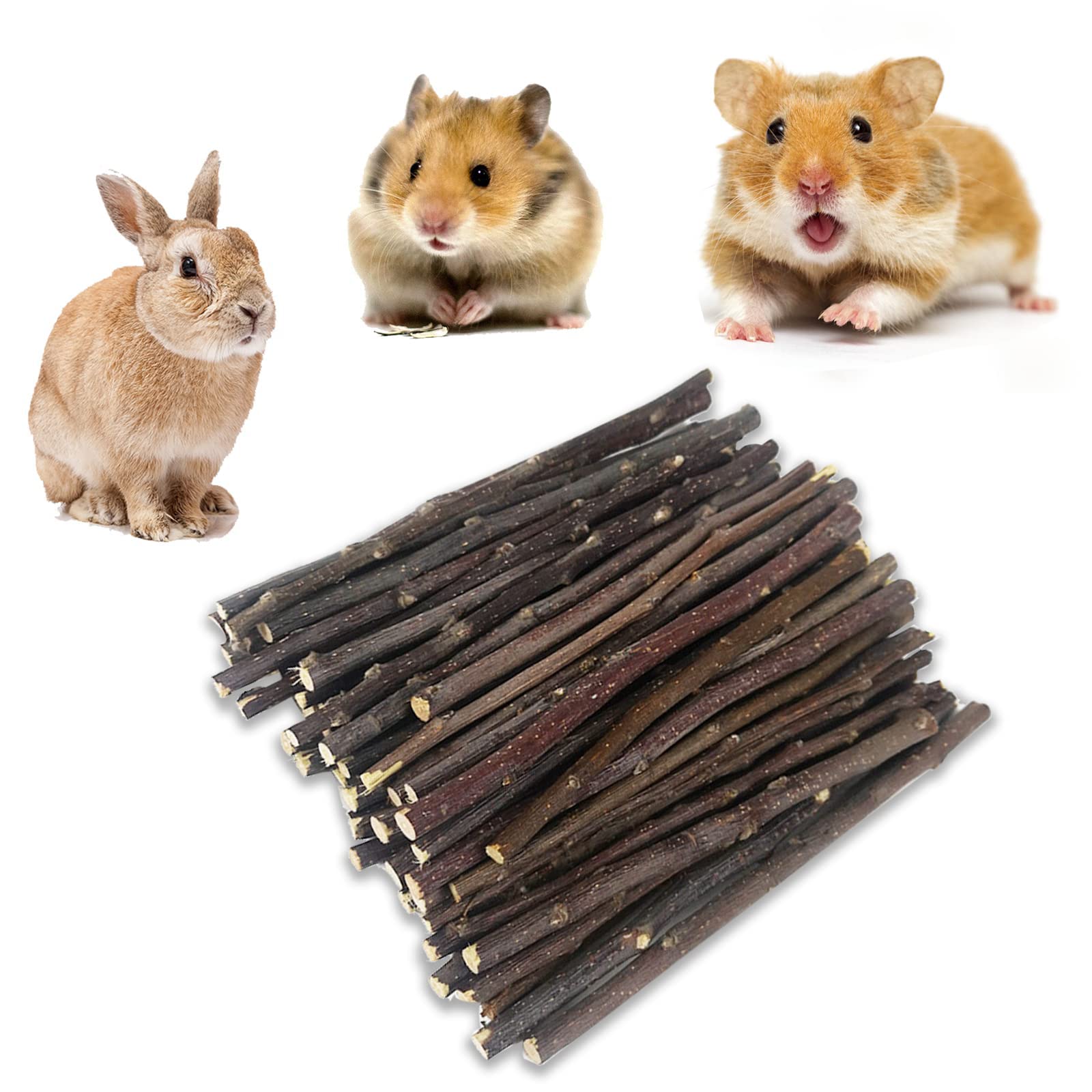Barley Ears Natural Apple Sticks, Bunny Chew Toys Hamster Chew Sticks Teeth Grinding Toys, Pet Chew Snacks, Rabbit Hamster Guinea Rat Gerbil Small Animals Toys (300g)