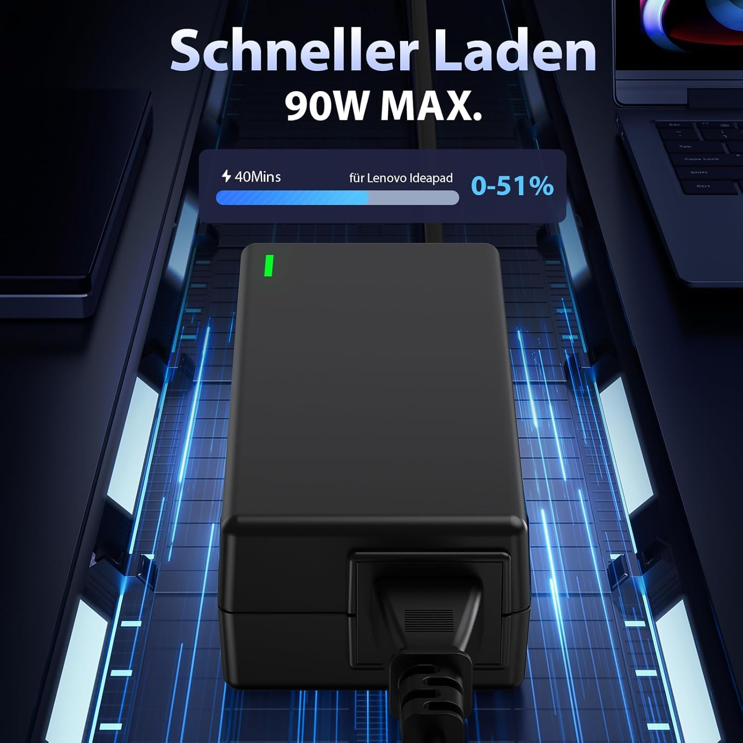 Sunydeal 90W Universal Ladegerät für Laptops | Ersatzadapter für HP, Lenovo 4