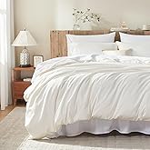 DCSKY Duvet Cover Queen Size,100% Egyptian Cotton 1600 Thread Count, Soft, Breathable, Skin-Friendly, Moisture-Wicking Bedding Set with Zipper Closure & Corner Ties(Cream White, 90''x90''