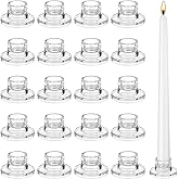 20 Pcs Glass Taper Candle Holders - Small Clear Candlestick Holders, T-Shaped Thick Glass Tapered Candle Holders for Tabletop Centerpieces, Ideal for Events, Weddings, Holiday Dinners