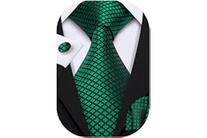 Barry.Wang Classic Mens Ties Silk Necktie Pocket Square Cufflinks Set Woven Designer Wedding Business