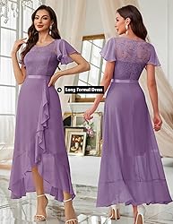 BeryLove Prom Dresses for Women Wedding Guest Ruffe
