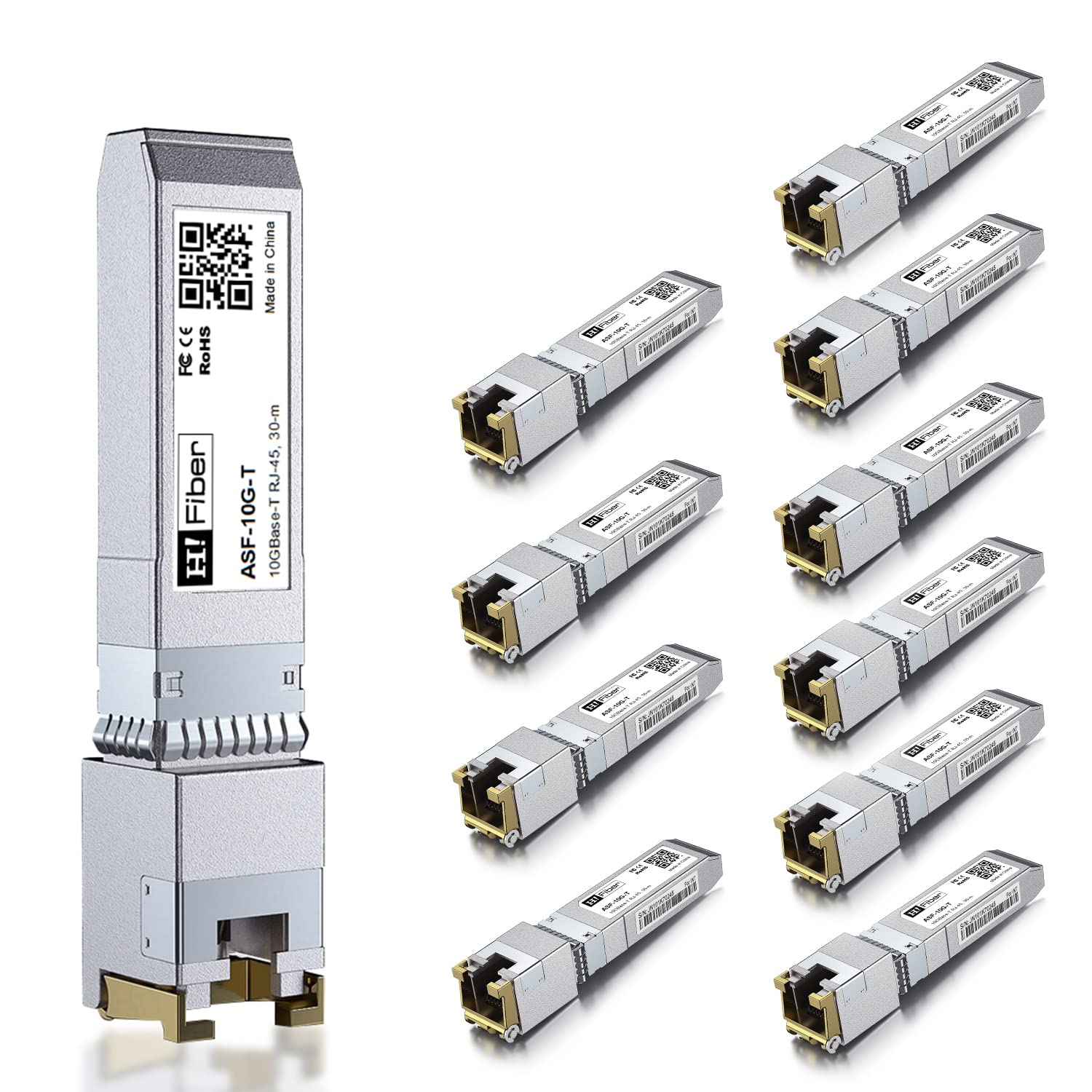 10Gb SFP+ RJ45 Transceiver, 10Gbase-T SFP+ Ethernet Module Support 10G/5G/2.5G/1.25G, Marvell 113C-Chip, Compatible with Cisco SFP-10G-T-S, Ubiquiti UF-RJ45-10G, UniFi, Meraki,MikroTik..., 30m