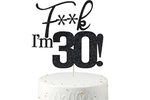 VEEGOOD 30 Birthday Cake Toppers-Black Glitter, Funny 30th Cake Topper for Men,30 Cake Topper For Women, 30th birthday decorations,30th Birthday Cake Topper（Double Sided Glitter） Thirty