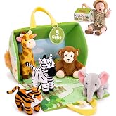 Mini Zoo Stuffed Animals Set - 5 Soft Safari Animals with Carry House 9.8" | Ultra-Soft, Safe, Travel-friendly, Educational, Gift Ready