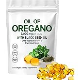YATIME Oil of Oregano with Black Seed Oil,2-in-1 Oregano Oil Capsules Organic,6000mg Per Serving,300 Softgels,4X Strength Carvacrol & Thymoquinone,Non-GMO,Gluten Free & Immune Support