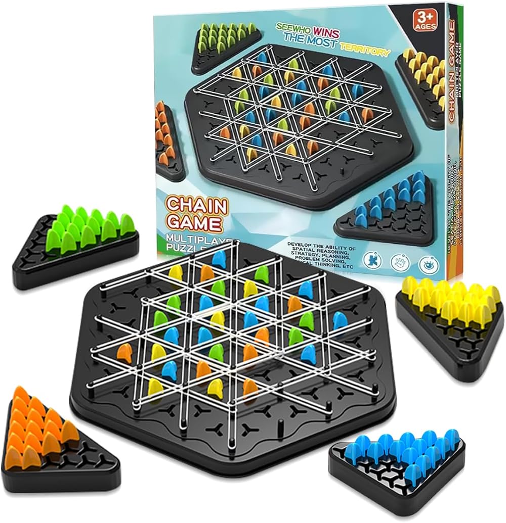 Mistep Chain Triangle Chess Strategy Board Game for 2-4 Players Kids Adults
