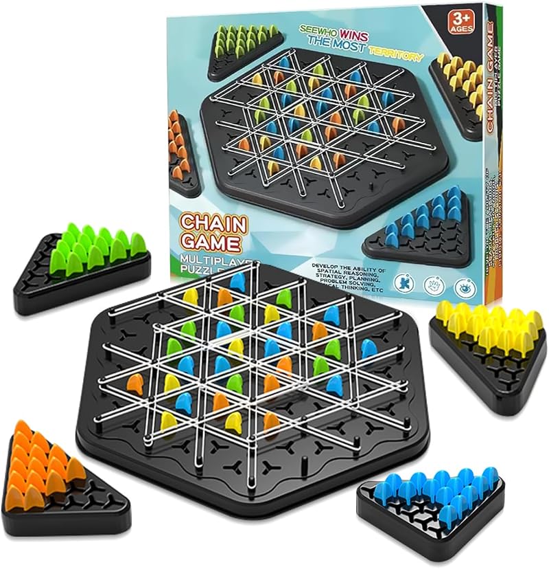 Mistep Chain Triangle Chess Strategy Board Game for 2-4 Players Kids Adults