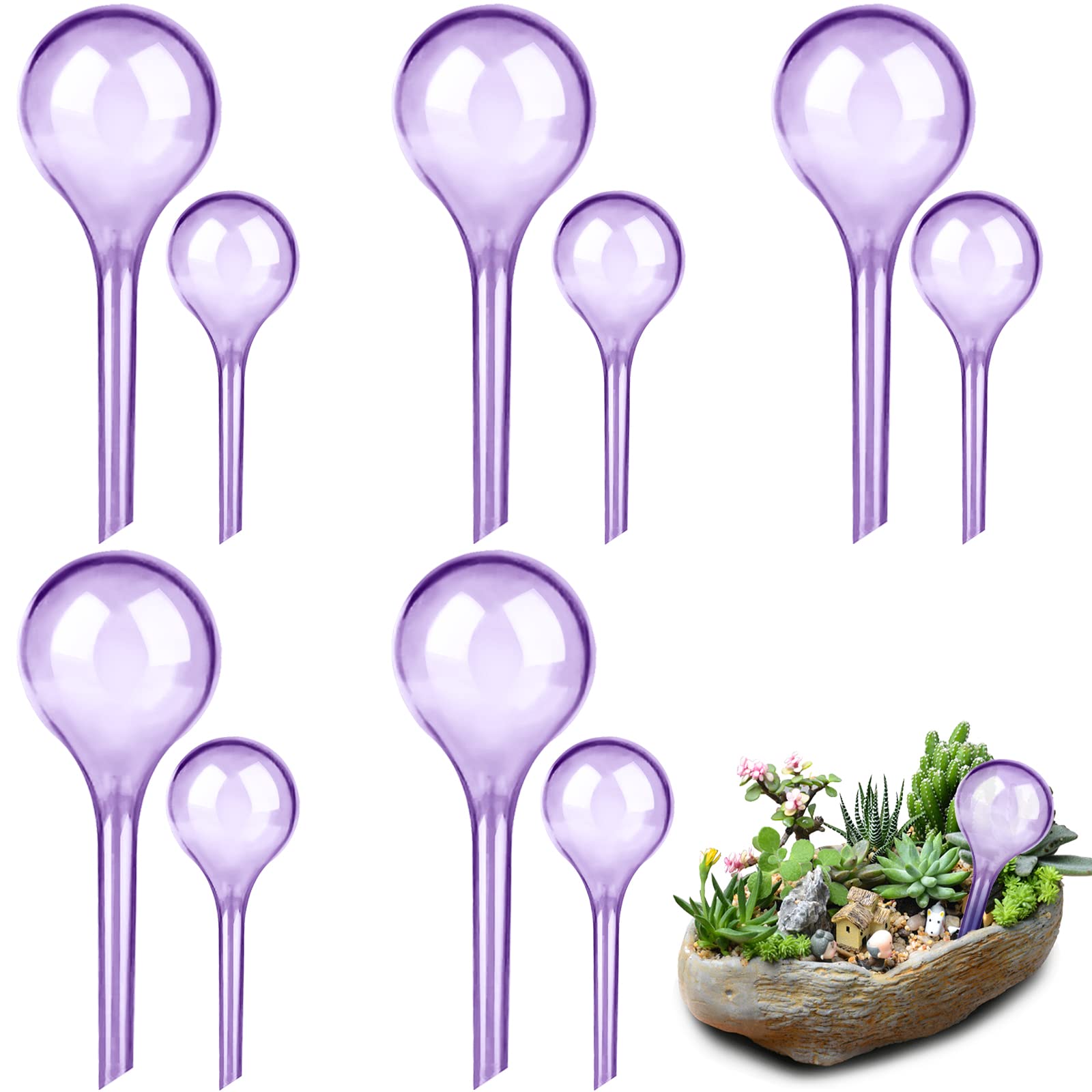 LOCOLO 10 Pack Self-Watering Globes 2 Sizes Anti-Break PVC Plant Watering Bulbs, Transparent Automatic Plant Waterer Self-Watering Spikes for Indoor Outdoor House Potted Hanging Garden Plants