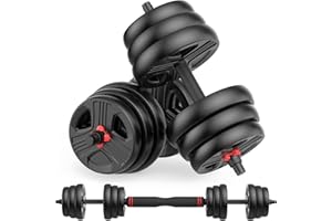 UKEEP Adjustable Dumbbells, 20/30/40/55/60/70/80/90lbs Free Weights Dumbbells Convertible 2 or 3 in 1 Set Used as Barbell, Kettlebells, A Pair of Lightweight for Home Gym