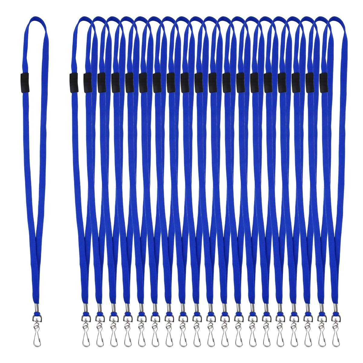 BATINO 50Pcs Breakaway Lanyard with J-Hook Bulk Flat Lanyards for Name tag ID Badges Lanyards Safety Blue Personalised Lanyardss Neck Flat Premium Breakaway Badge Lanyard (Blue) — image 1