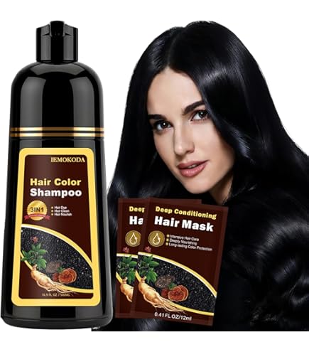 Amazon.com : Black Hair Dye Shampoo 3 in 1 Treatment 500ml Bottle