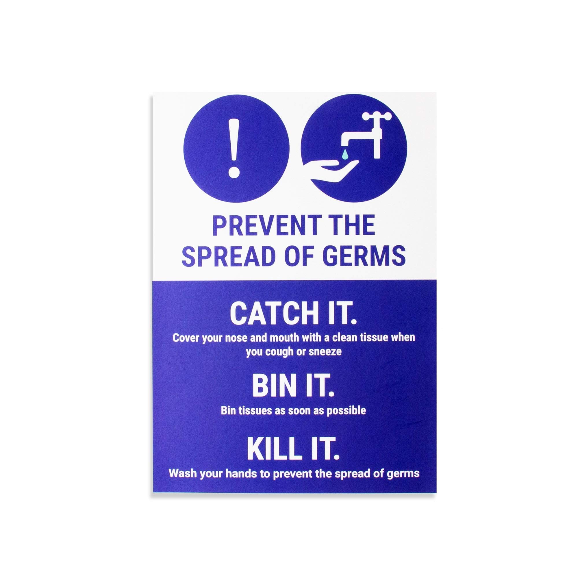 White and Blue Prevent The Spread of Germs Magnetic Sign to Ensure Staff and Customers Prevent the Spread of Germs