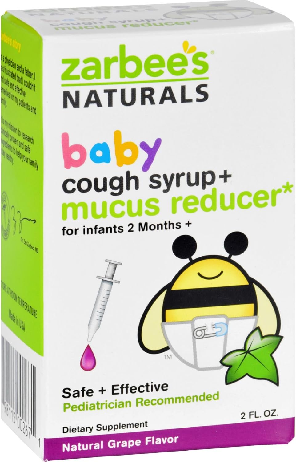 Zarbees Cough Syrup and Mucus Reducer Baby 2 oz