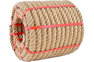 URBANVISTA Jute Rope: Twisted Manila, 25mm Natural Thick Hemp - Heavy Duty Tug of War & Home Decor, 50 ft