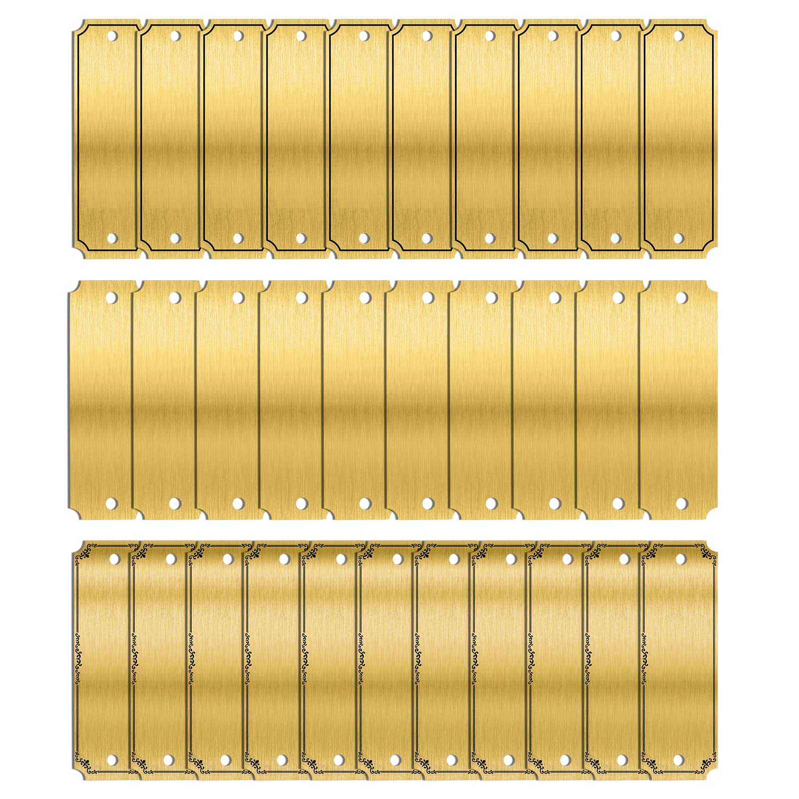 30 Packs 3"W x 1"H Brushed Brass Plate Personalized Blank Name Plates Picture Frame Name Label