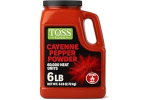 TOSS Extra Hot Cayenne Pepper Powder Bulk 60,000 Heat Units 6 LB, Ground Cayenne Powder Hot Pepper - Red Spice for Home and Commercial Cooking