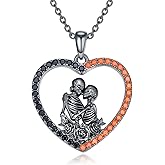 MEIDERBO Skeleton Necklace 925 Sterling Silver Skull Lover Pendant Skull Gothic Jewelry Skeleton Gifts for Women Men