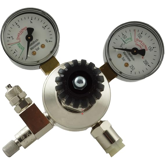 aquaristic.net CO2 Aquarium Druckminderer mit 2 Manometer + Nadelventil - Mehrwegsystem