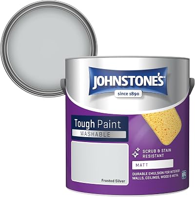 Johnstone's Washable Matte Paint Frosted Silver 2.5L Emulsion 12m2/L