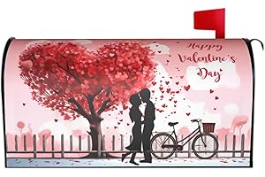 BARNEOVA Happy Valentine Day Mailbox Covers Magnetic Tree and Red Heart Mailbox Cover Standard Size 18" X 21" Valentine Mailbox Wraps Post Letter Box Cover Decor for Outside Garden Yard Farmhouse Home