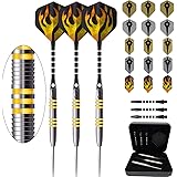 CyeeLife-Tungsten Steel tip Darts 22/23/24g 90% Professional-18Flights-6Aluminum shafts with Rubber Rings-PU Dart case-Rainbow/Blue/Golden