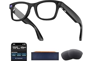 WARCHODY AI Smart Glasses with Camera, 8MP HD Camera Glasses for Men,Women, AI Glasses with Voice Assistant,Open-Ear Audio,Video Record,Real-Time Translation,Recording Sunglasses for Life & Work(Modern-Black)