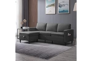 ZAFLY Convertible Modular L Shape Sofa with Storage Ottoman Sets 3-Seat Sectional Couch for Small Space Living Room Bedroom