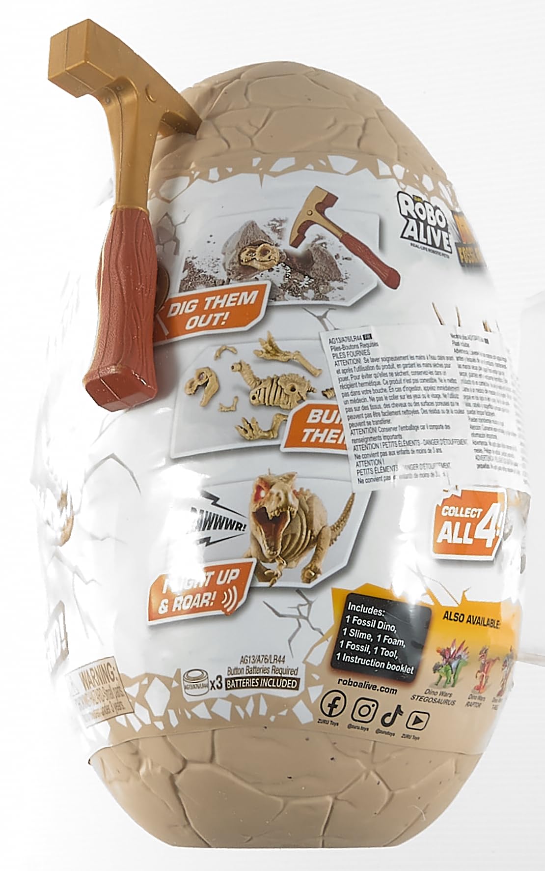 Robo Alive Dino Fossil Find - Ankylosaurus by ZURU Excavate Dinosaur Fossils Digging Kit Collectible Toy with Slime, Multi-Color, (7156E)