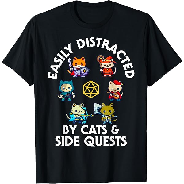 Amazon.com: Easily Distracted By Cats And Side Quests Funny RPG