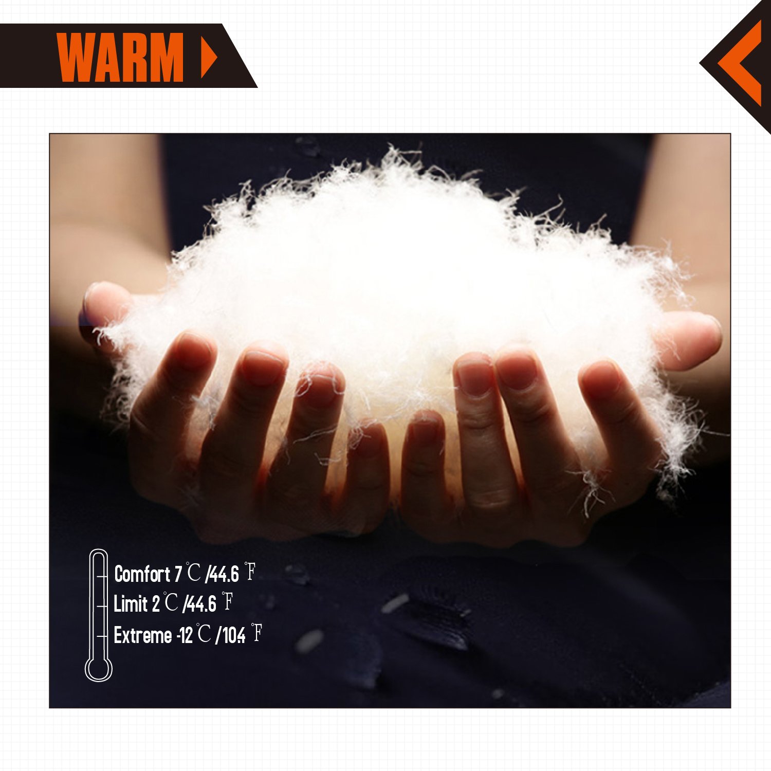 KingCamp Duck Down Lightweight Compact -4 ℉ Sleeping Bag with Collar,for Camping,Hiking,Backpacking