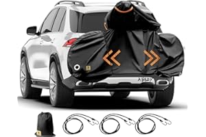 Bike Cover for Transport on Rack,Heavy Duty Tearproof 600D Polyester,Bicycle Covers Outdoor Storage Waterproof Fit for 2 Bikes ebike on Car Rear Rack,Travel Use,with 3 Elastic Cords-Aibiley
