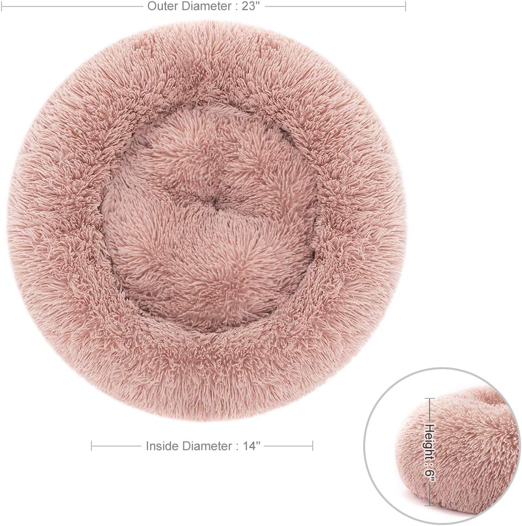 MIXJOY Orthopedic Dog Bed Comfortable Donut Cuddler Round Dog Bed Ultra Soft Washable Dog and Cat Cushion Bed (23''x 23'') (Pink) : Pet Supplies