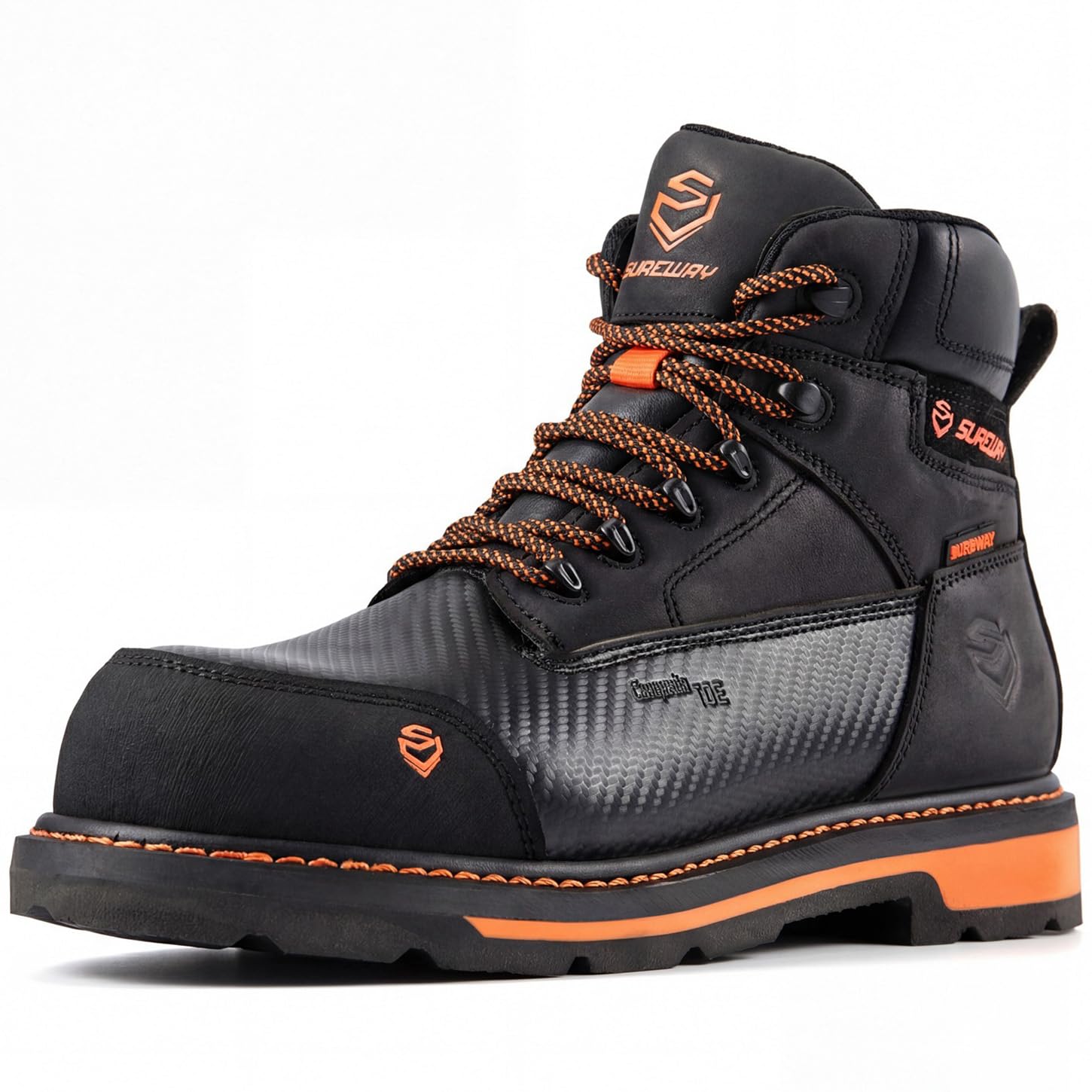 Photo 1 of SUREWAY Men's 6" Waterproof Soft/Composite Toe Work Boot - Heavy Duty Crazy Horse Leather, Slip Resistant Lace Up for Construction & Industrial Safety