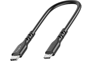 Fasgear Short USB C to Micro USB Cable 1ft/30cm - 1 Pack USB 2.0 Type C to Micro USB Cable Support Data Sync & Charging Compatible with MacBook Pro|PS4/X-box Controller|Android Phone OTG Device