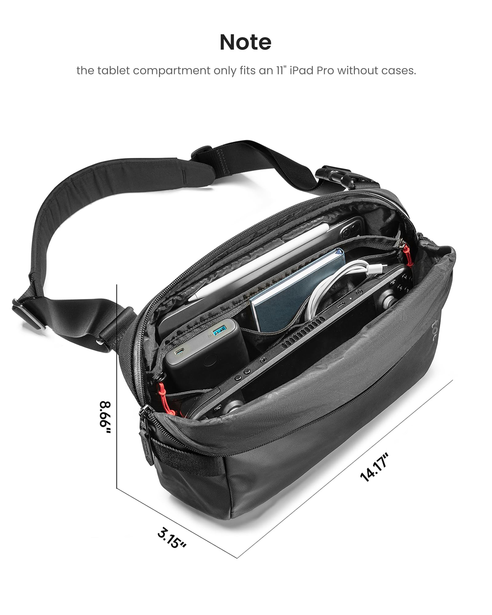 tomtoc Compact EDC Sling Bag, Minimalist Chest Shoulder Backpack Crossbody Bag for Men Women, Lightweight Carry Casual Bag