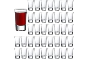 40 Pack Heavy Base Shot Glasses Bulk, 1.4 oz Clear Shot Glasses Set, Small Whiskey Shot Glasses for Vodka, Tequila, Espressos