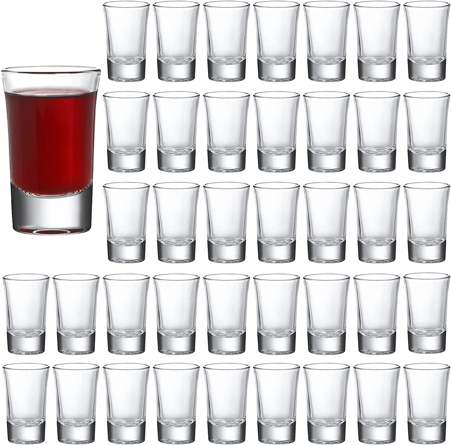 40 Pack Heavy Base Shot Glass Set - 1.4 oz Clear for Vodka, Tequila, Espressos, Spirits & Liquors - Mini Cups