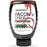 Peruvian Yacon Syrup a 100% Natural Sweetener - Low Glycemic Index - Vegan - Organic - Substitute for Sugar, Honey and Molasses - Packed with FOS (fructooligosaccharide) a Prebiotic Fiber and Inulin - In an Easy Squeeze Dripless Bottle by Wholefort