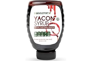 Peruvian Yacon Syrup a 100% Natural Sweetener - Low Glycemic Index - Vegan - Organic - Substitute for Sugar, Honey and Molasses - Packed with FOS (fructooligosaccharide) a Prebiotic Fiber and Inulin - In an Easy Squeeze Dripless Bottle by Wholefort
