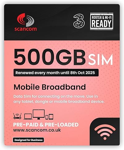Scancom Three 500GB Data SIM Uncapped 5G Monthly Until Oct 2025