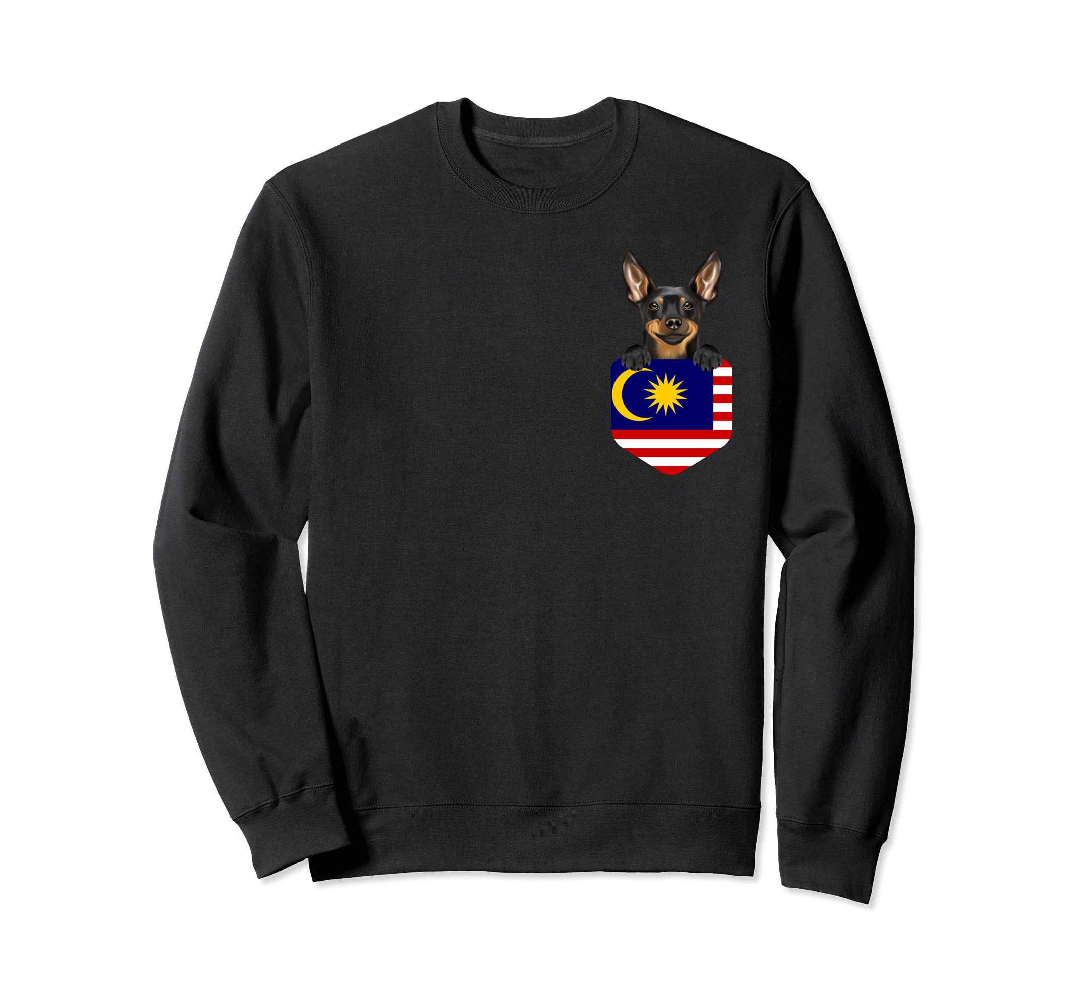 Malaysia Flag Miniature Pinscher Dog In Pocket Sweatshirt