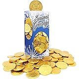 Seasons Greetings Milk Chocolate Gold Coins, Stocking Stuffers, Belgian Milk Chocolate Coins, 1LB, Kosher Certified Gelt (Sin