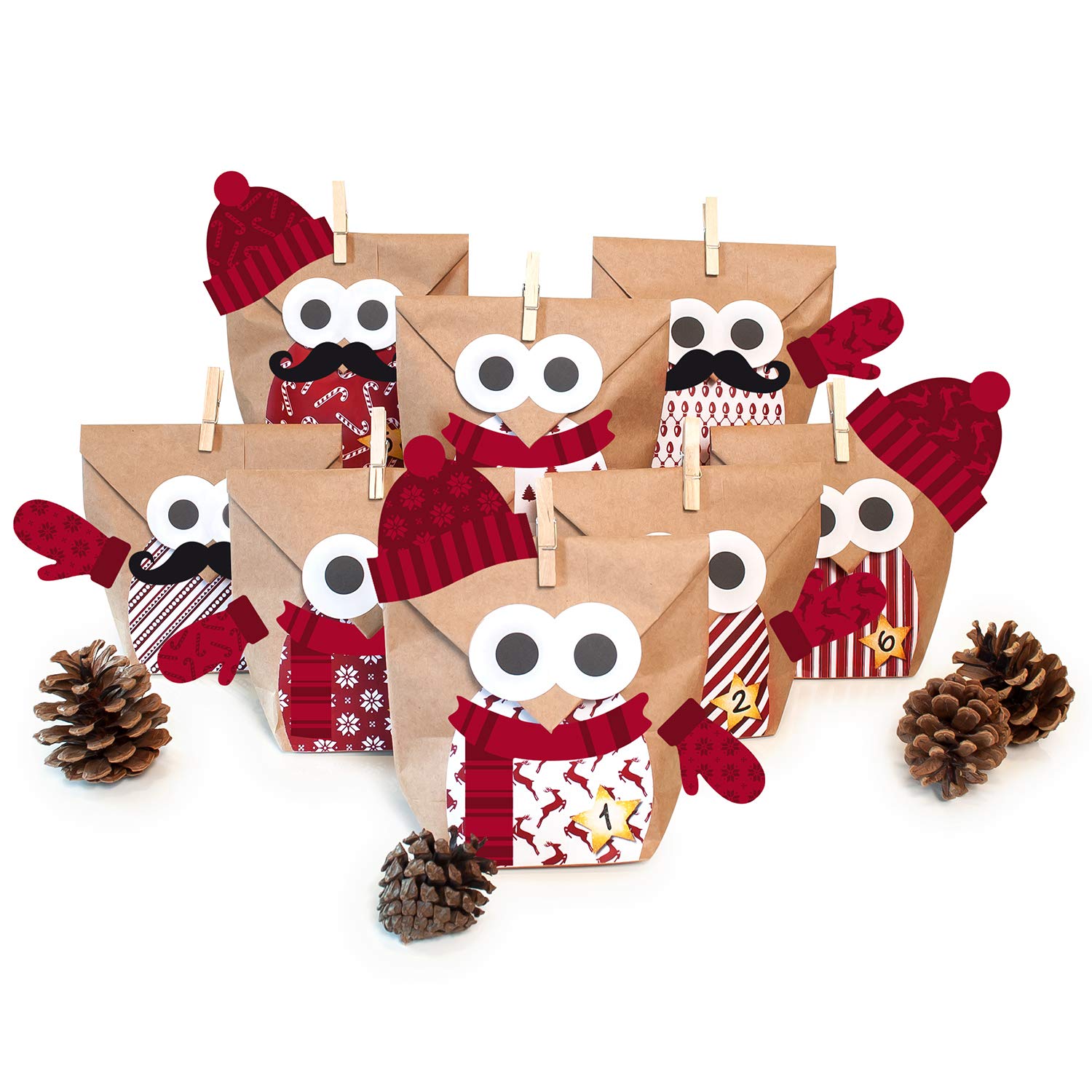 Set of 24 Christmas Owls Red Basket Set