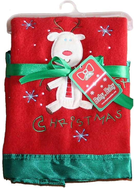 Baby 1st Christmas Blanket In Red And Green Amazon.co.uk Baby