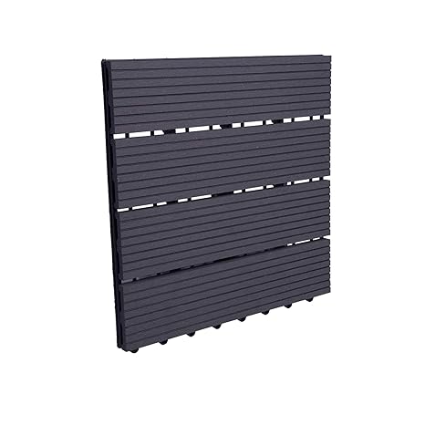WOLTU GTF001anQ1 WPC Terrassenfliesen Terrassendielen Fliese in Holzoptik Bodenbelag mit klicksystem Anthrazit (1 Stück)