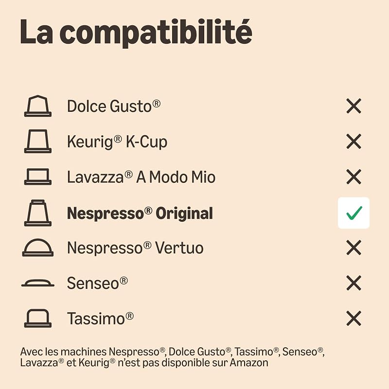 Café en Plastique Lungo Intenso Compatible Nespresso, en Capsules, Torréfaction Moyenne, 100 Unités (2 Paquets de 50) – Certifié Rainforest Alliance