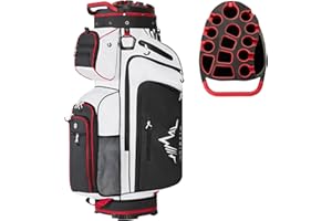 UNIHIMAL 14-Way Golf Cart Bag, Premium Full Length Golf Bag for Men with Magnetic Leather Pocket, Handles and Rain Cover