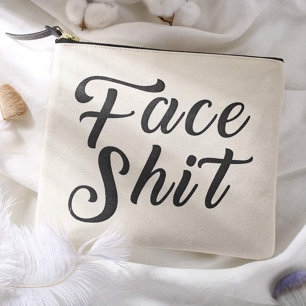 Woowland Funny Gift Makeup Bag, Canvas Cosmetic Bag Zipper Pouch (8 x 9.5 inch, Beige), Birthday Gift Anniversary Gift, Colleague Gift Team Gift, Graduation Gift, Wedding Party Favor Bridesmaid Gifts
